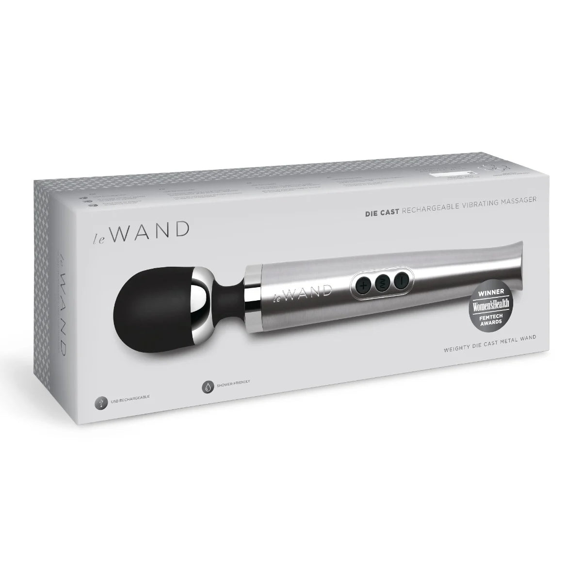 Le Wand Die Cast Rechargeable Wand Massager Silver | Simply Pleasure