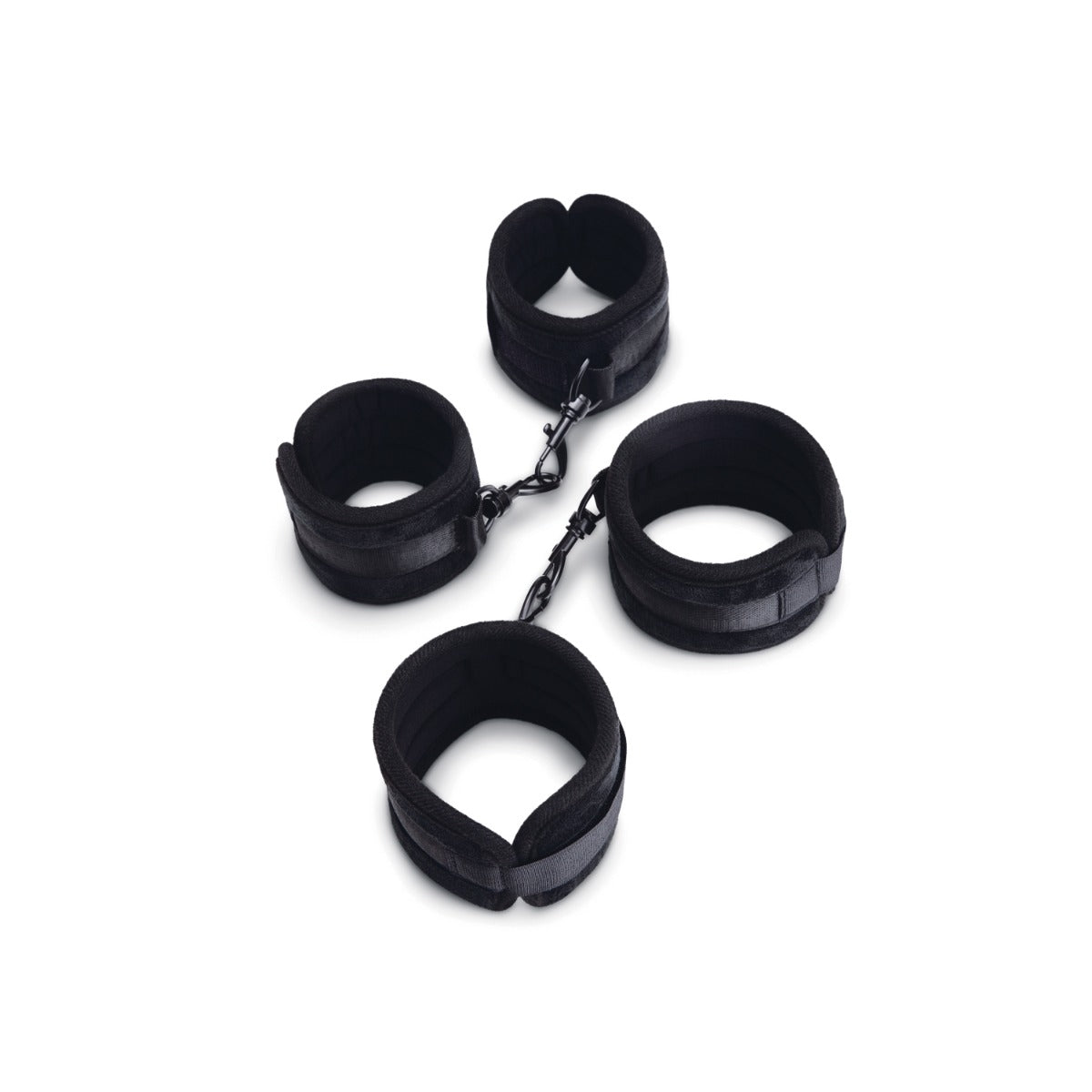 Me You Us Padded Velvet Wrist & Ankle Cuff Set Black