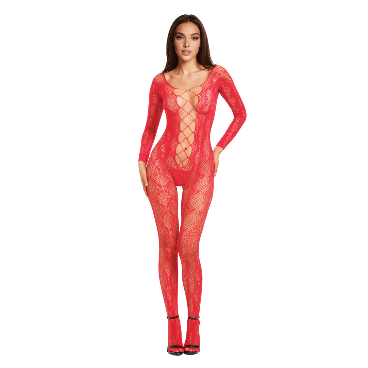 Me You Us Red Lace Bodystocking Red One Size