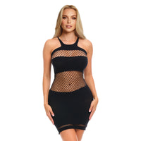 Me You Us Black Fishnet Mini Dress Black