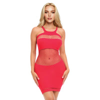 Me You Us Red Fishnet Mini Dress Red
