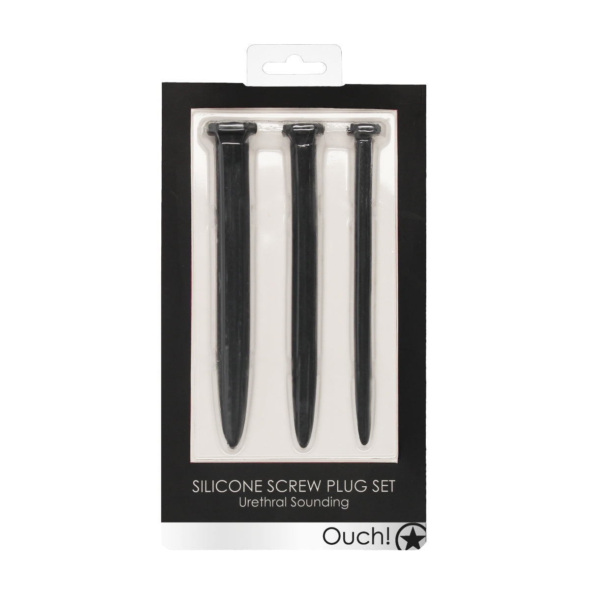 Ouch Silicone Screw Penis Plug Set Black