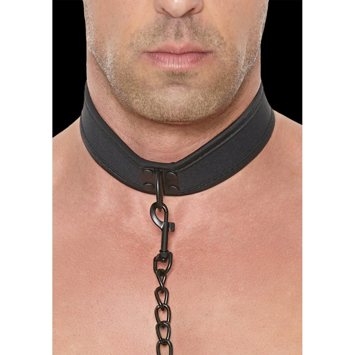 Ouch Puppy Play Neoprene Collar With Leash Black