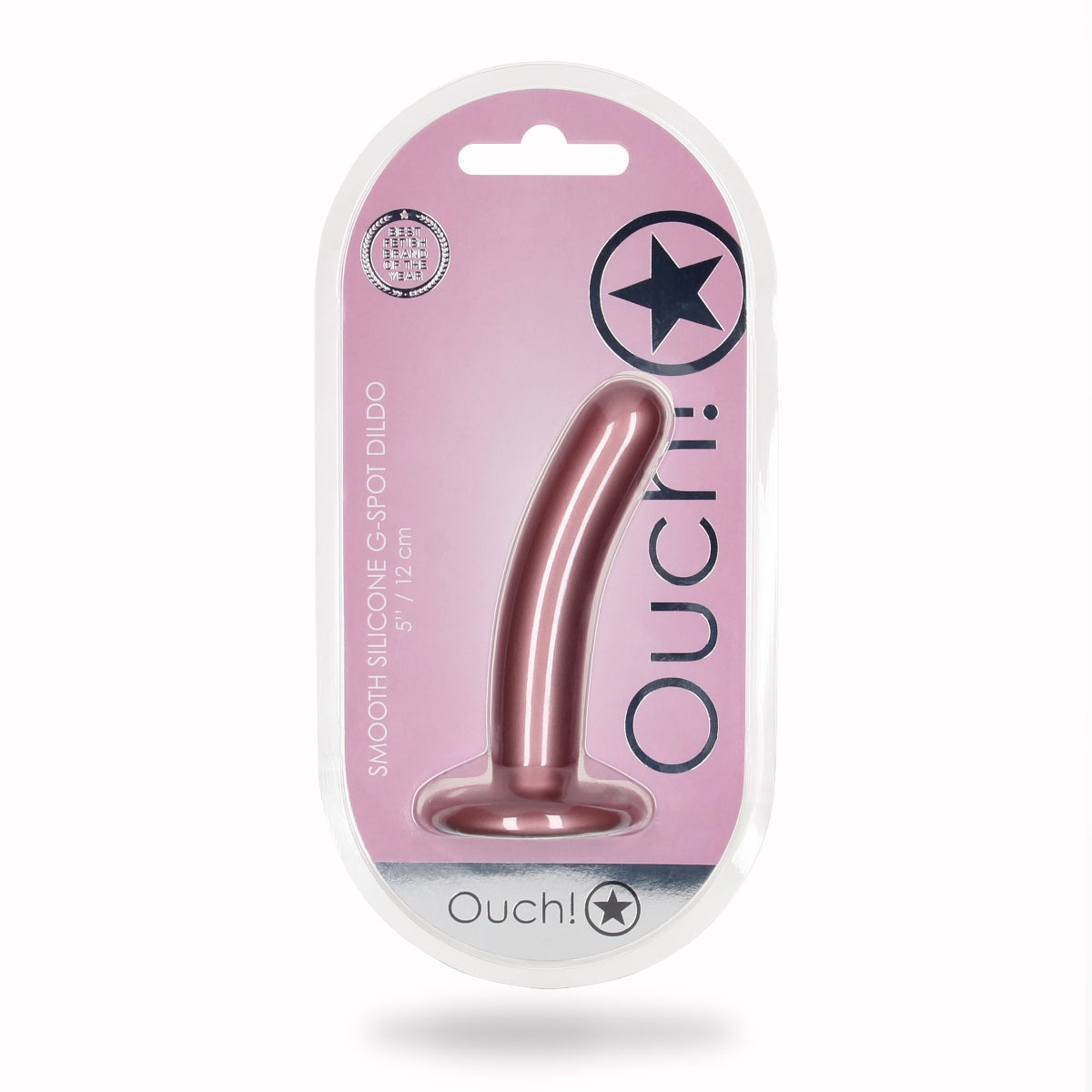 Ouch Smooth Silicone G-Spot Dildo Metallic Rose 5 Inch