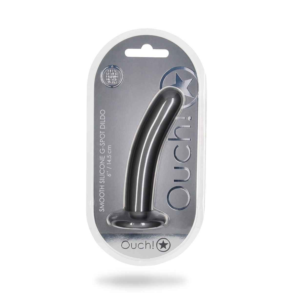 Ouch Smooth Silicone G-Spot Dildo Metallic Grey 6 Inch