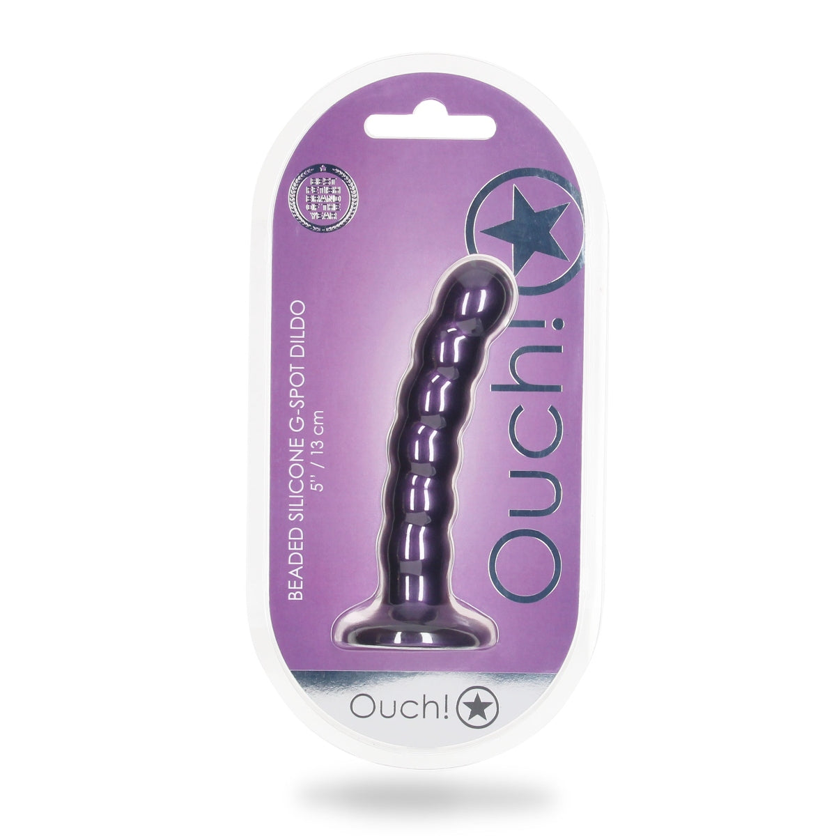 Ouch Beaded Silicone G-Spot Dildo Metallic Purple 5 Inch