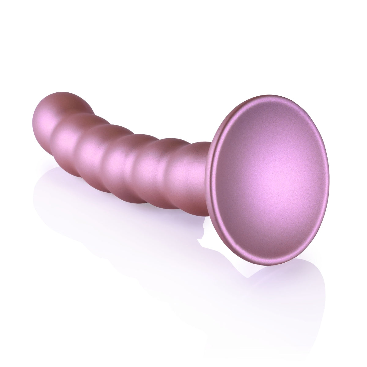 Ouch Beaded Silicone G-Spot Dildo Metallic Rose 5 Inch