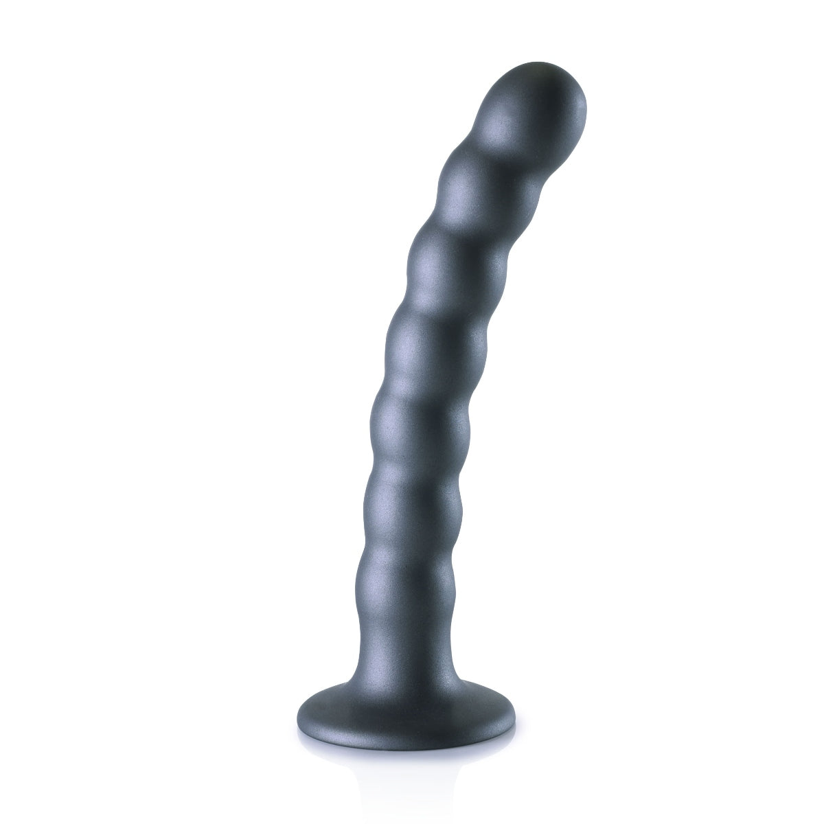 Ouch Beaded Silicone G-Spot Dildo Metallic Grey 6.5 Inch