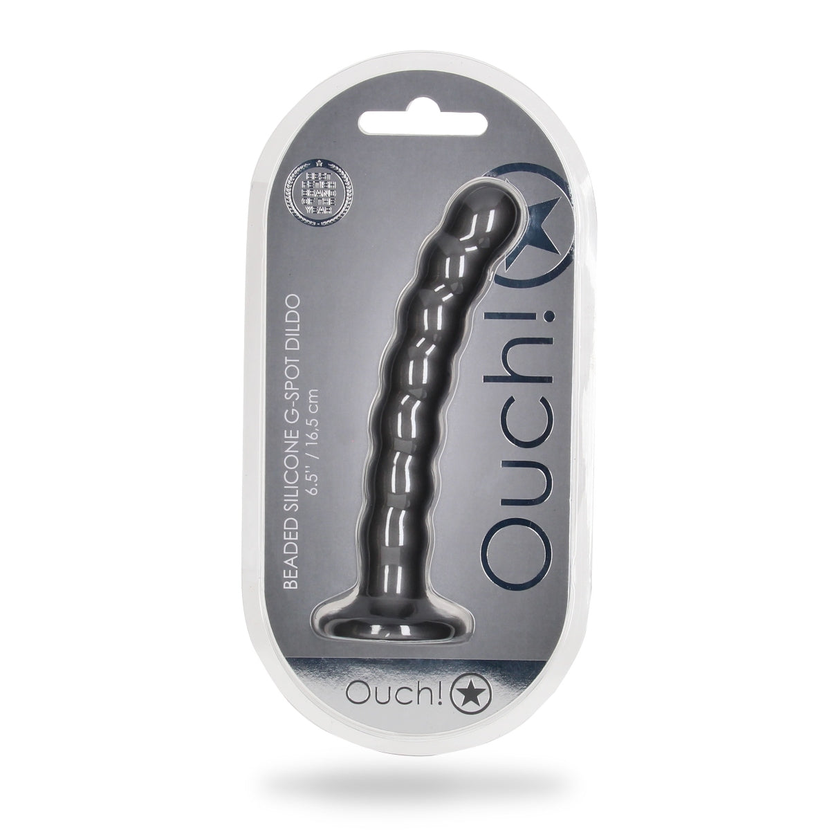 Ouch Beaded Silicone G-Spot Dildo Metallic Grey 6.5 Inch