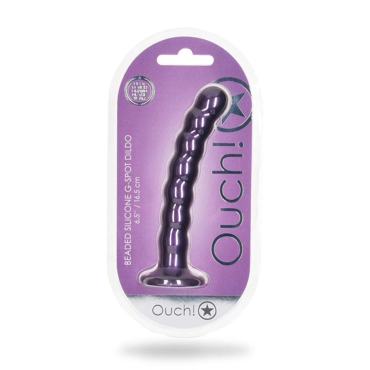 Ouch Beaded Silicone G-Spot Dildo Metallic Purple 6.5 Inch