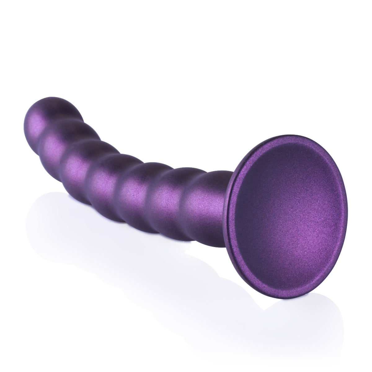 Ouch Beaded Silicone G-Spot Dildo Metallic Purple 8 Inch