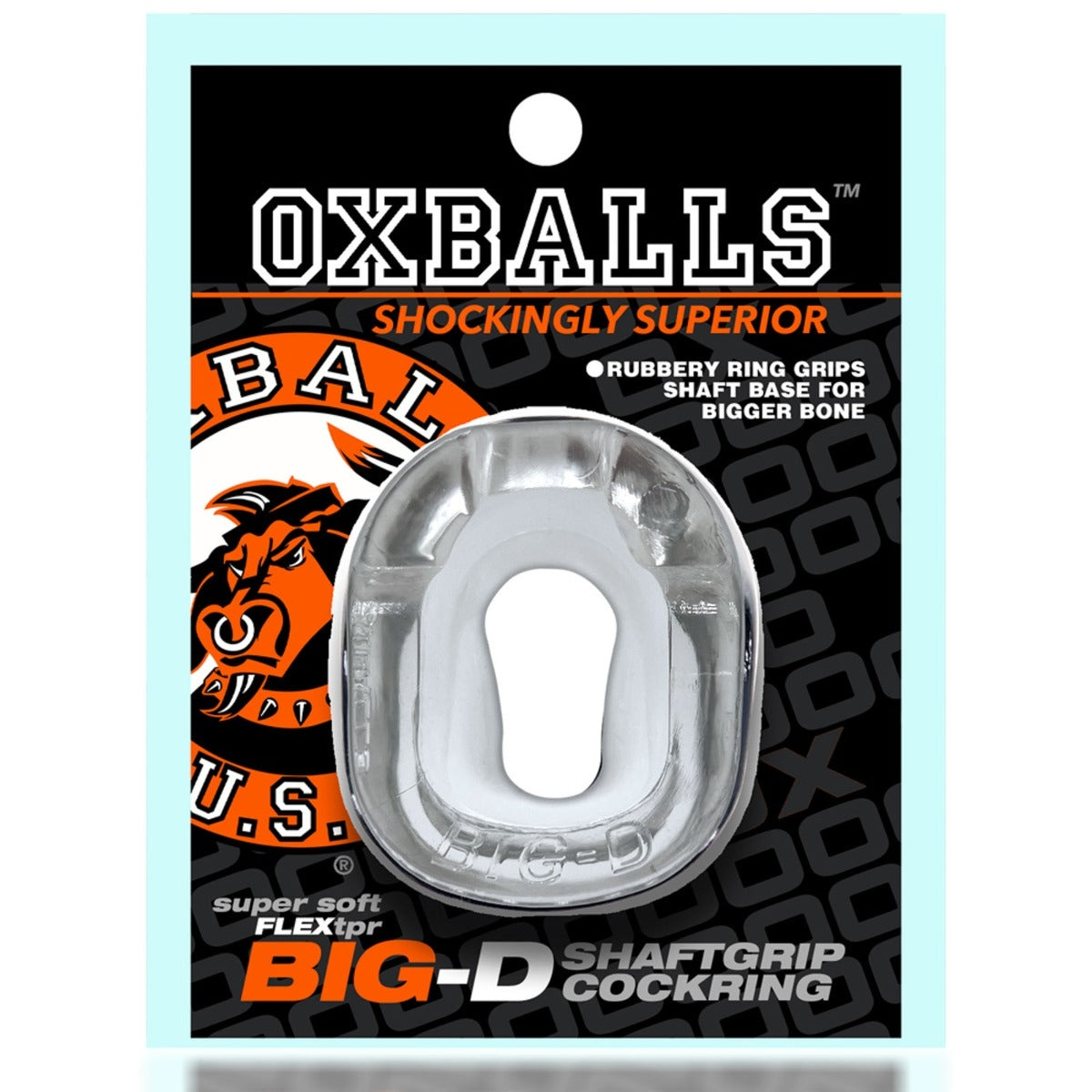 Oxballs Big D Shaft Grip Cock Ring Clear