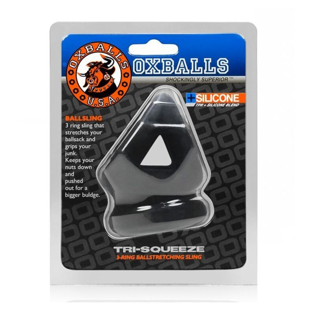 Oxballs Tri Squeeze Cocksling & Ball Stretcher Black
