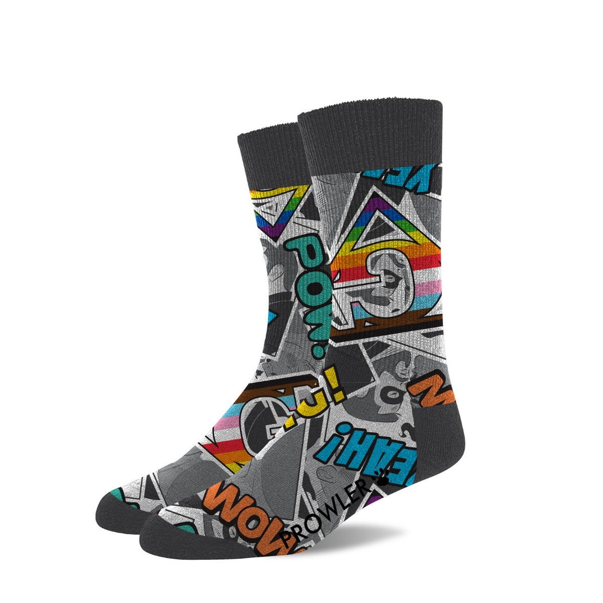 Prowler Comic Book Socks Grey Rainbow
