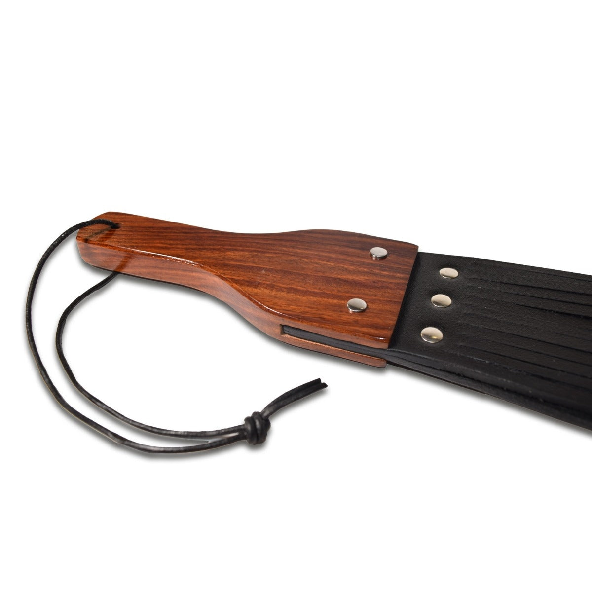 Prowler RED Leather & Wood Fringe Paddle