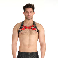 Prowler RED Leather Cross Harness Black Red