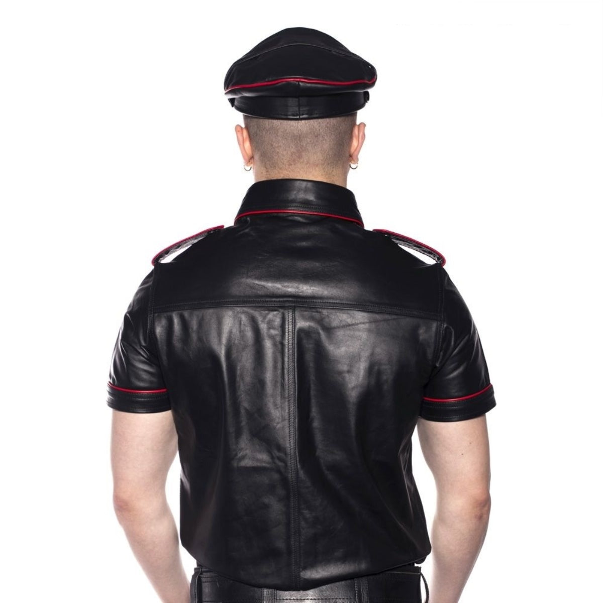 Prowler RED Leather Police Shirt Black Red XS