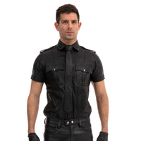 Prowler RED Leather Police Shirt Black