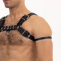 Prowler RED Leather Bicep Band Black White