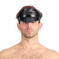 Prowler RED Leather Military Cap Black Red
