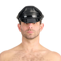Prowler RED Leather Military Cap Black