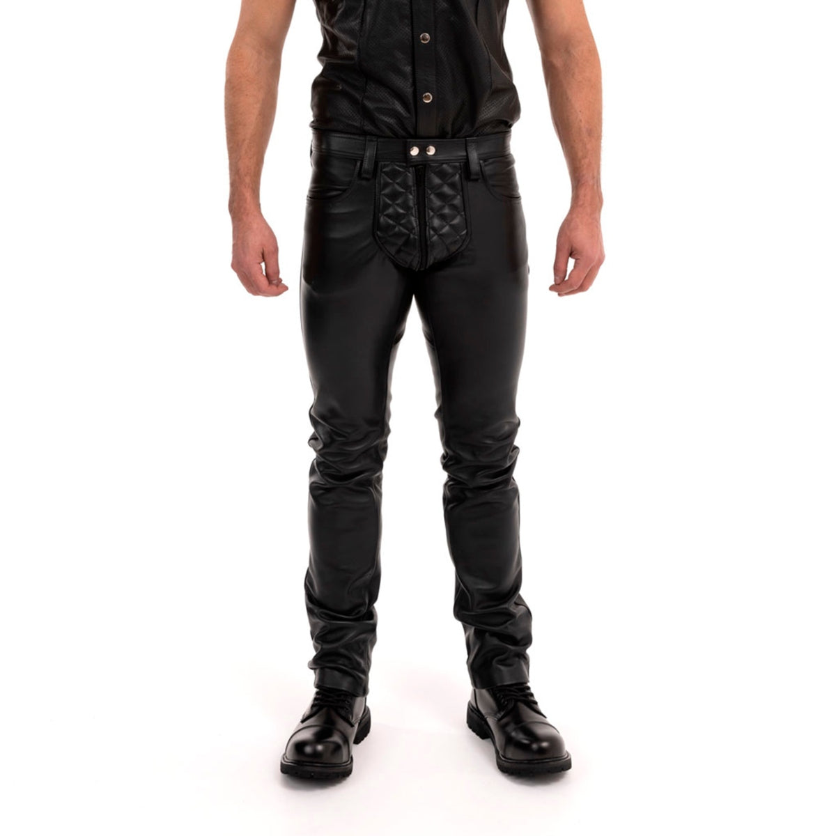 Prowler RED Leather Rider Jeans Black