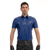 Prowler RED Slim Fit Leather Police Shirt Blue