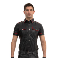 Prowler RED Leather Police Shirt Black Red XS