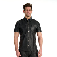 Prowler RED Leather Punch Hole Police Shirt Black