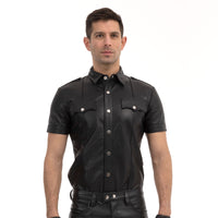 Prowler RED Leather Punch Hole Police Shirt Black
