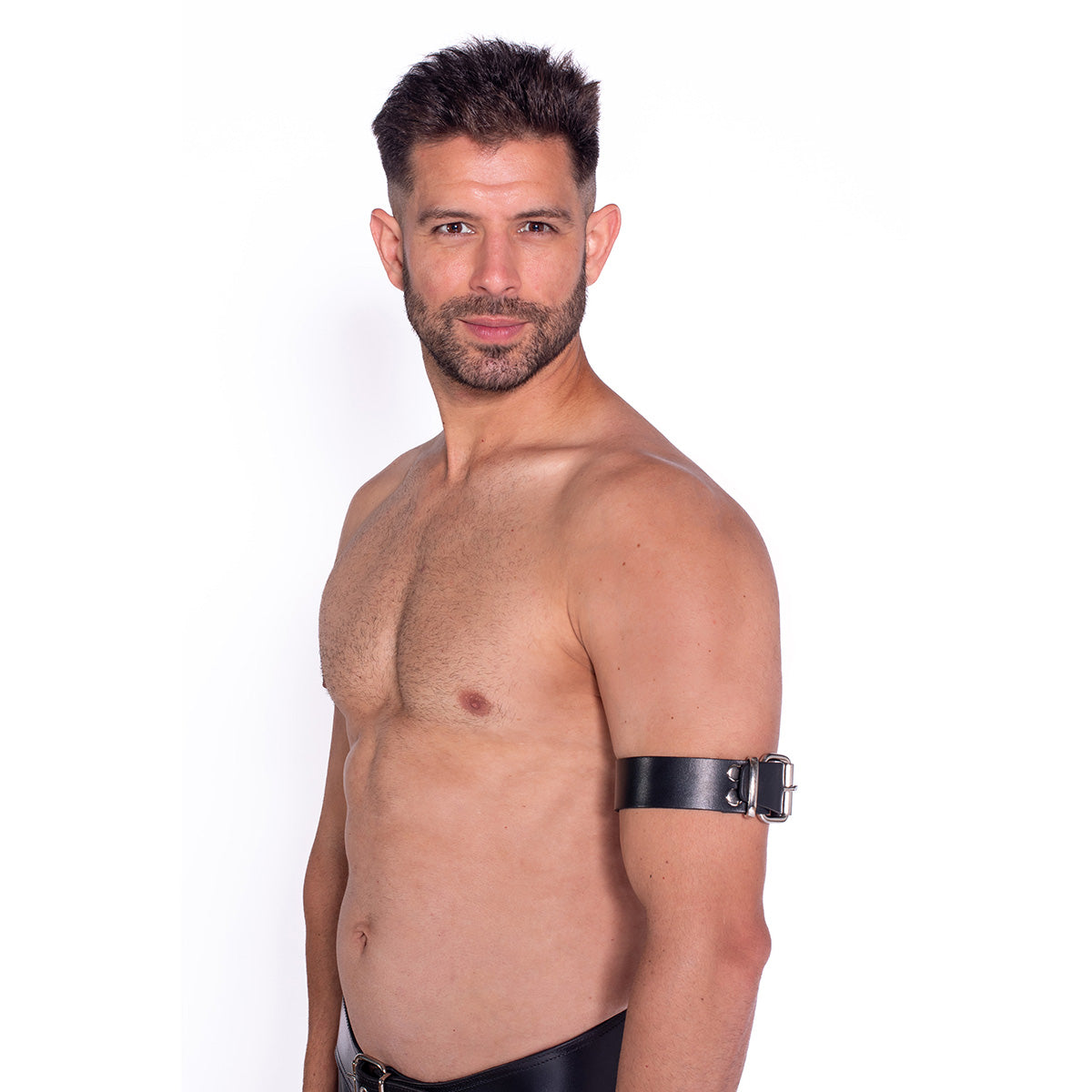 Prowler RED Leather Buckle Bicep Band Black Large