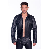 Prowler RED Leather Trucker Jacket Black