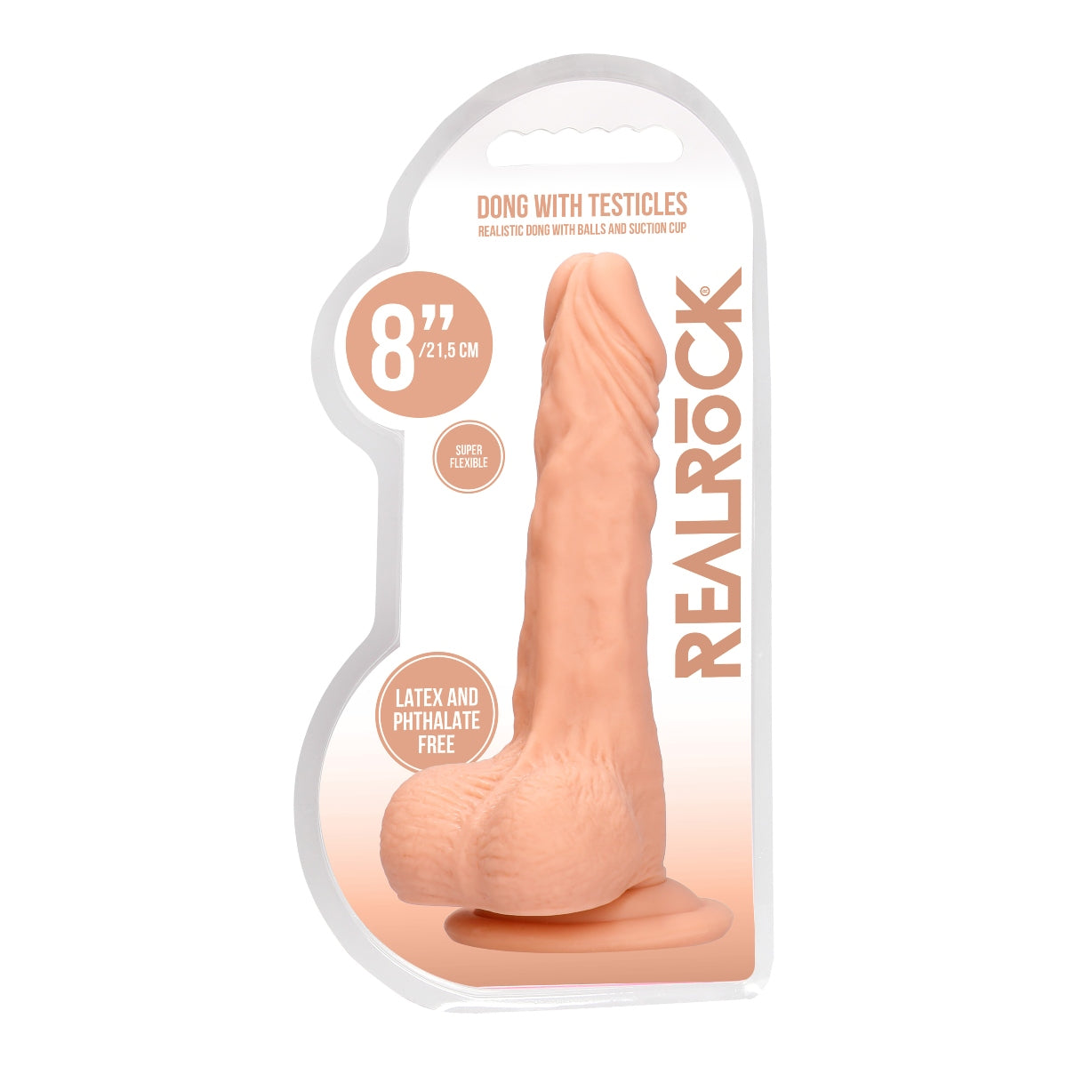 RealRock Realistic Dong With Balls & Suction Cup Pink 8 Inch
