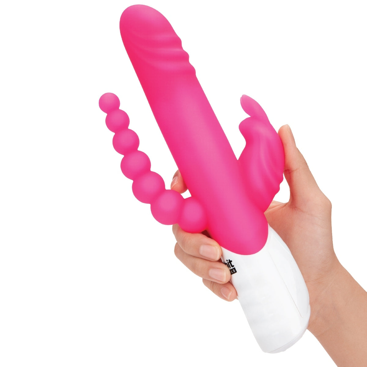 Rabbit Essentials Double Penetration Rabbit Vibrator With Rotating Shaft Hot Pink