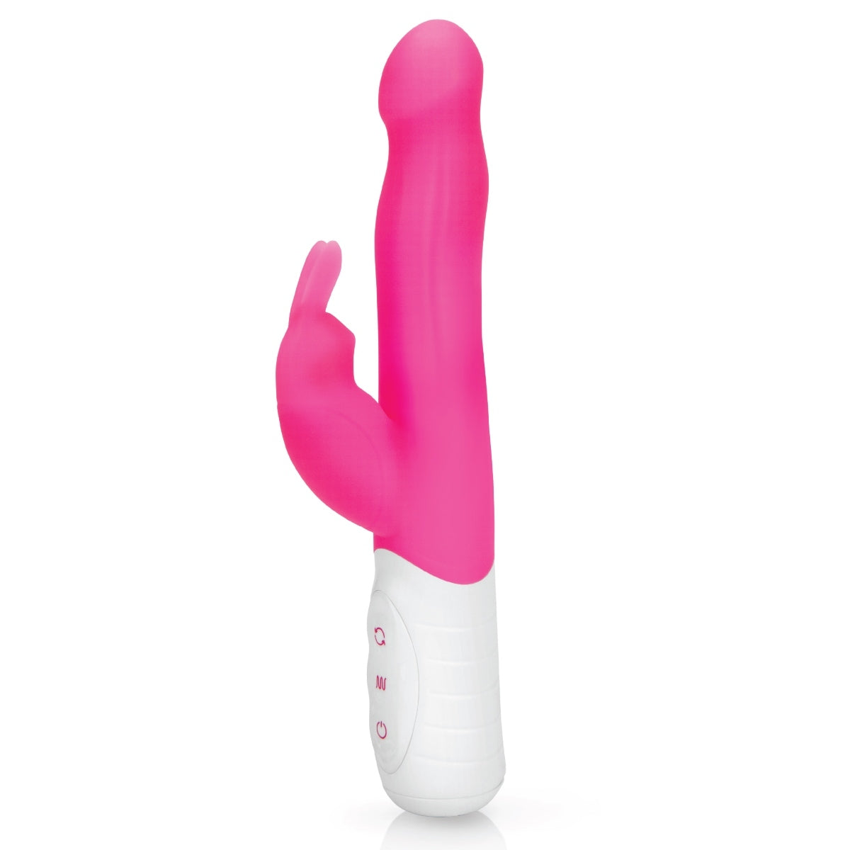 Rabbit Essentials Slim Shaft Rabbit Vibrator With Rotating Beads Hot Pink