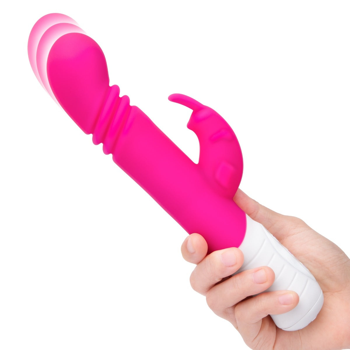 Rabbit Essentials Thrusting Slim Shaft Rabbit Vibrator With Thrusting Function Hot Pink
