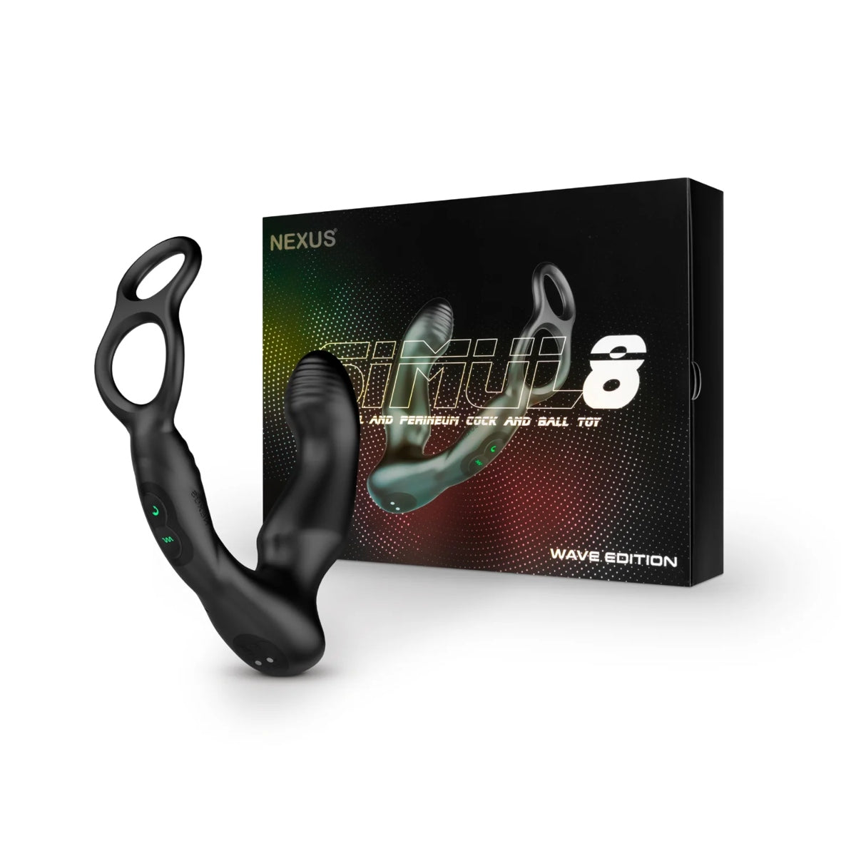 Nexus Simul8 Wave Dual Anal & Perineum Cock & Ball Toy Black