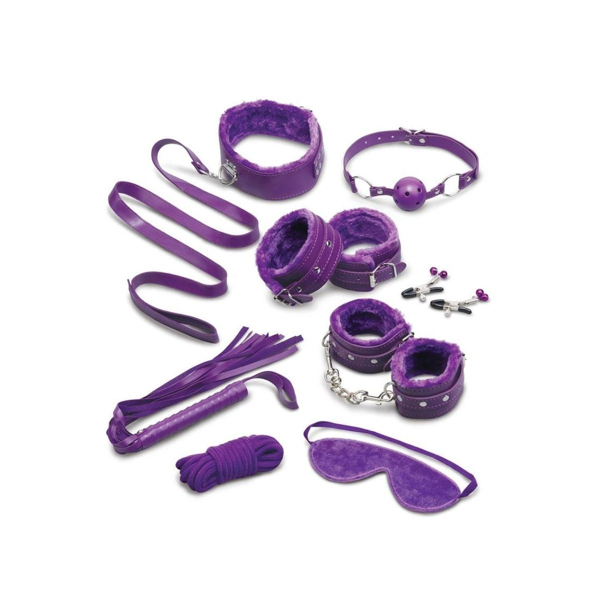 Whipsmart Fuzzy Collection 12 Piece Everything You Need Bondage Kit Purple