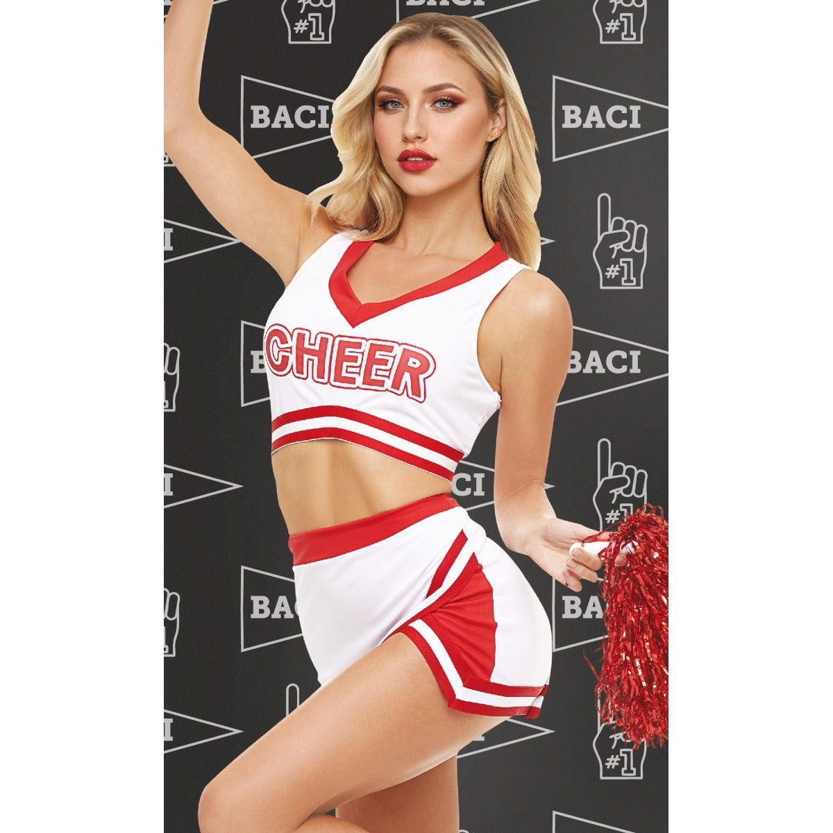 Baci Game day Hottie 4 Piece Cheerleader Costume White Red