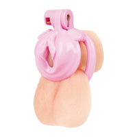 Blue Line Bitchboy Degrading Mini Chastity Cage With Pussy Shape Pink