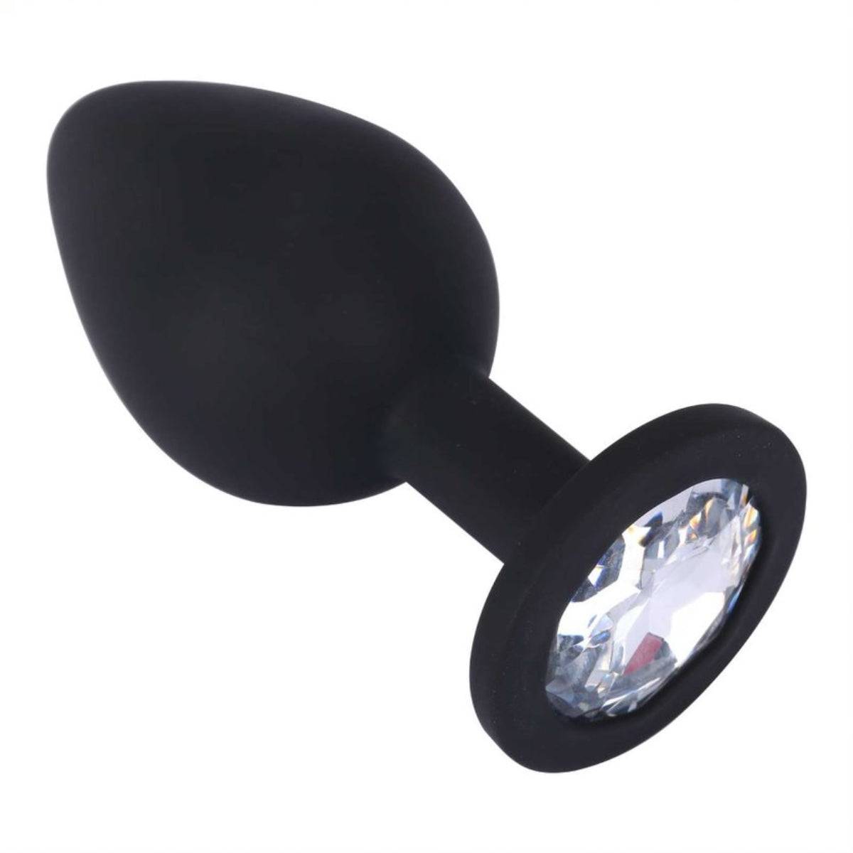 Side View Product - Me You Us Trio Of Jewels Jewelled Butt Plug Set Black - Simply Pleasure