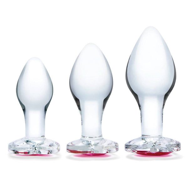 Glas Heart Jewel Anal Training Butt Plug Kit in Clear Pink – Simply ...