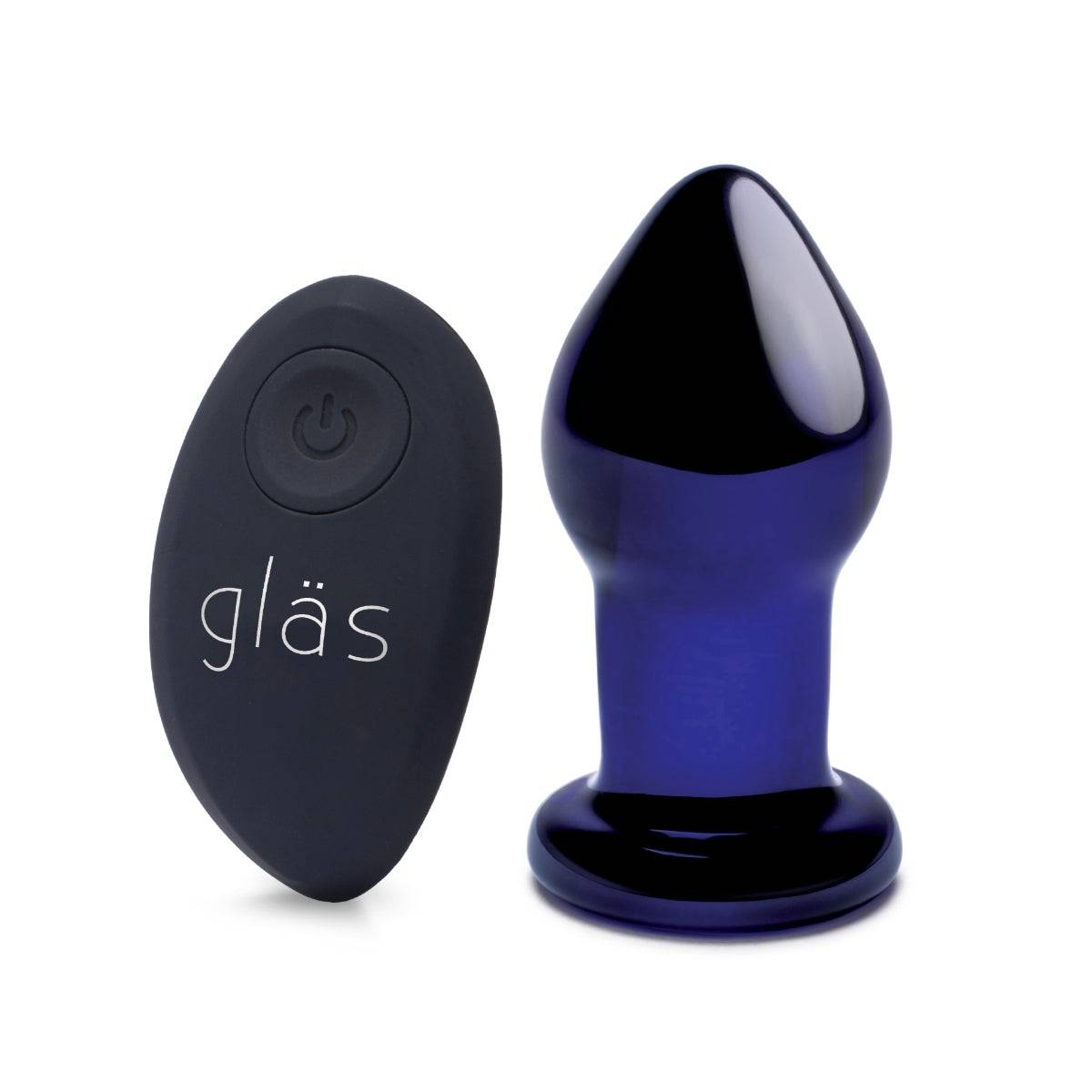 Glas Rechargeable Remote Controlled Vibrating Butt Plug Blue 3.5 Inch - Simply Pleasure