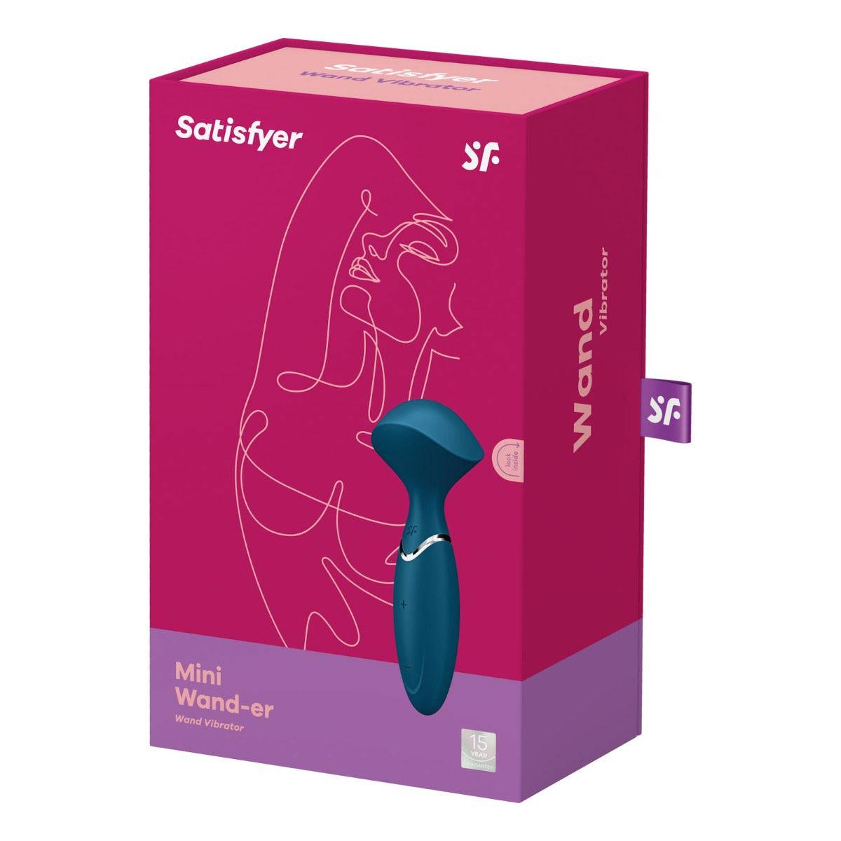 Front View Packaging - Satisfyer Mini Wand-er Wand Vibrator Stone Grey