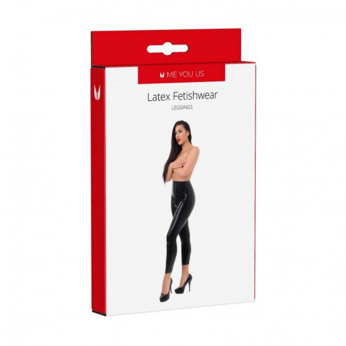 Front Packaging - Me You Us Latex Leggings Black Large - Simply Pleasure