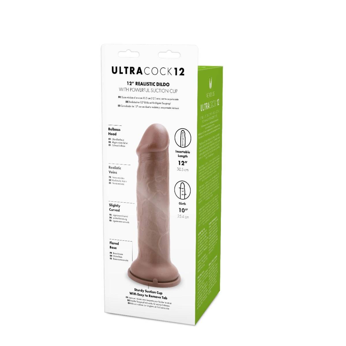 Rear View Packaging - Me You Us Ultra Cock Caramel Realistic Dildo 12 Inch - Simply Pleasure