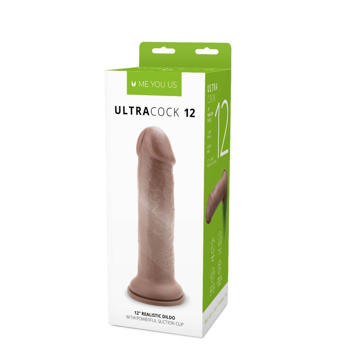 Front View Packaging - Me You Us Ultra Cock Caramel Realistic Dildo 12 Inch - Simply Pleasure