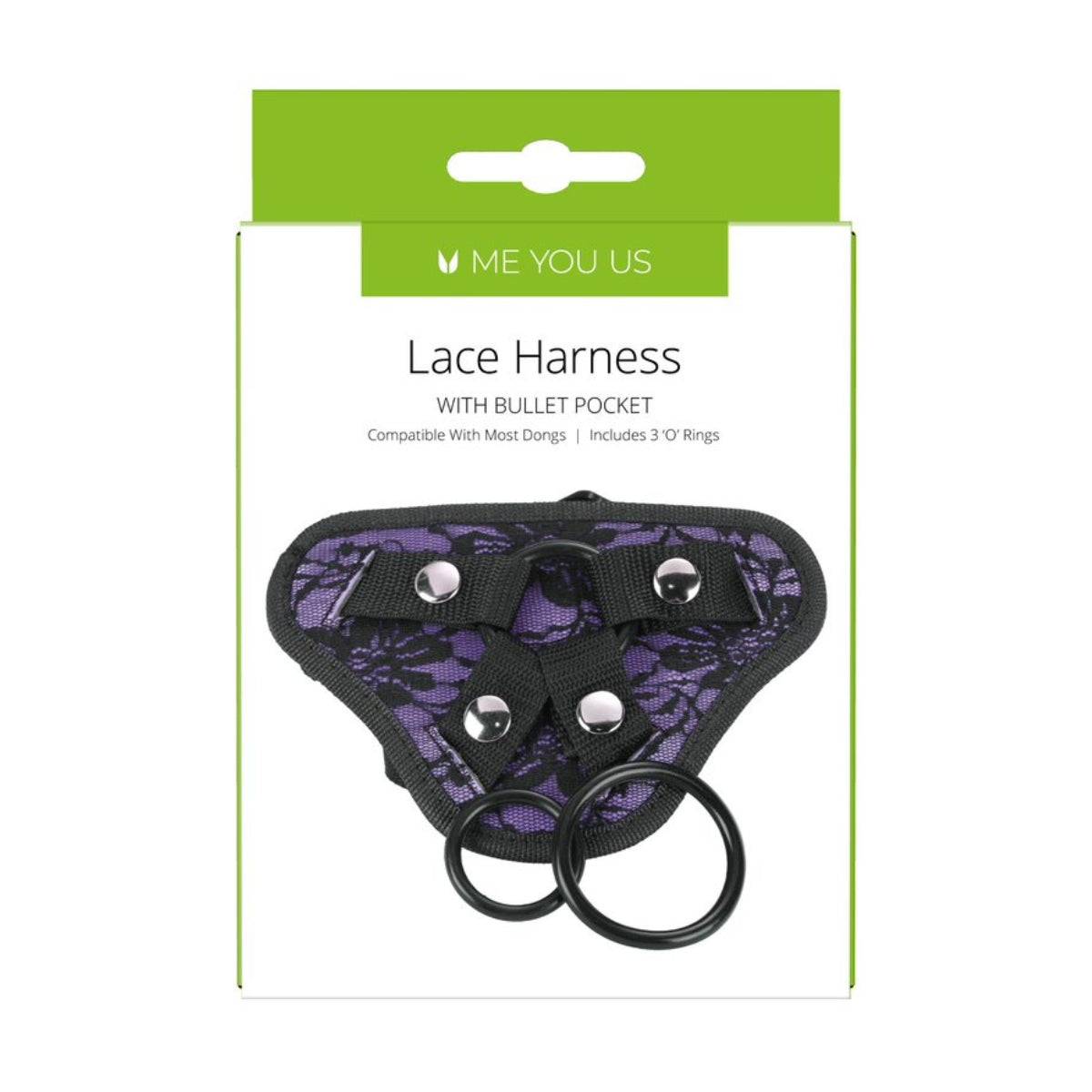 Me You Us Lace Adjustable Harness With Bullet Pocket Purple - Simply Pleasure