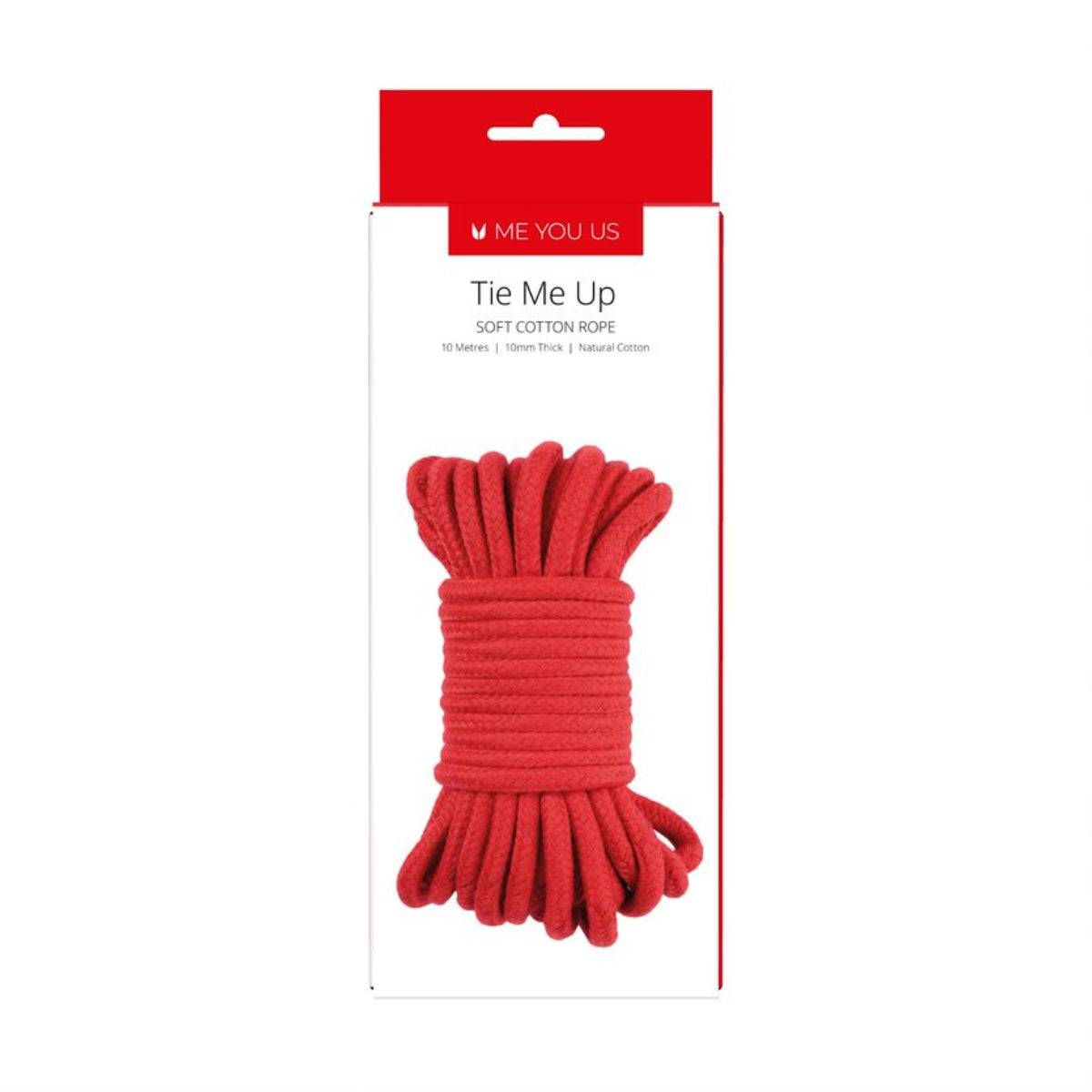 Front Packaging View - Me You Us Tie Me Up Soft Cotton Rope Red 10m - Simply Pleasure