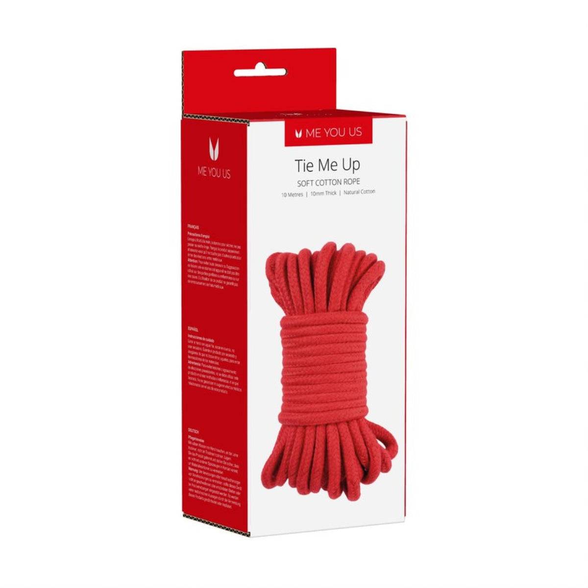 Front Side Packaging View - Me You Us Tie Me Up Soft Cotton Rope Red 10m - Simply Pleasure